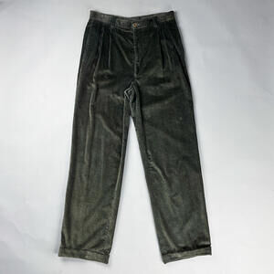 Vintage Corduroy Pants, Men's Designer Cord Pants in Dark Green, Blue Undertone